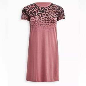 Torrid Lovesick Cotton Destructed Dress Overdyed Animal Pink Size 0 12 Large NEW
